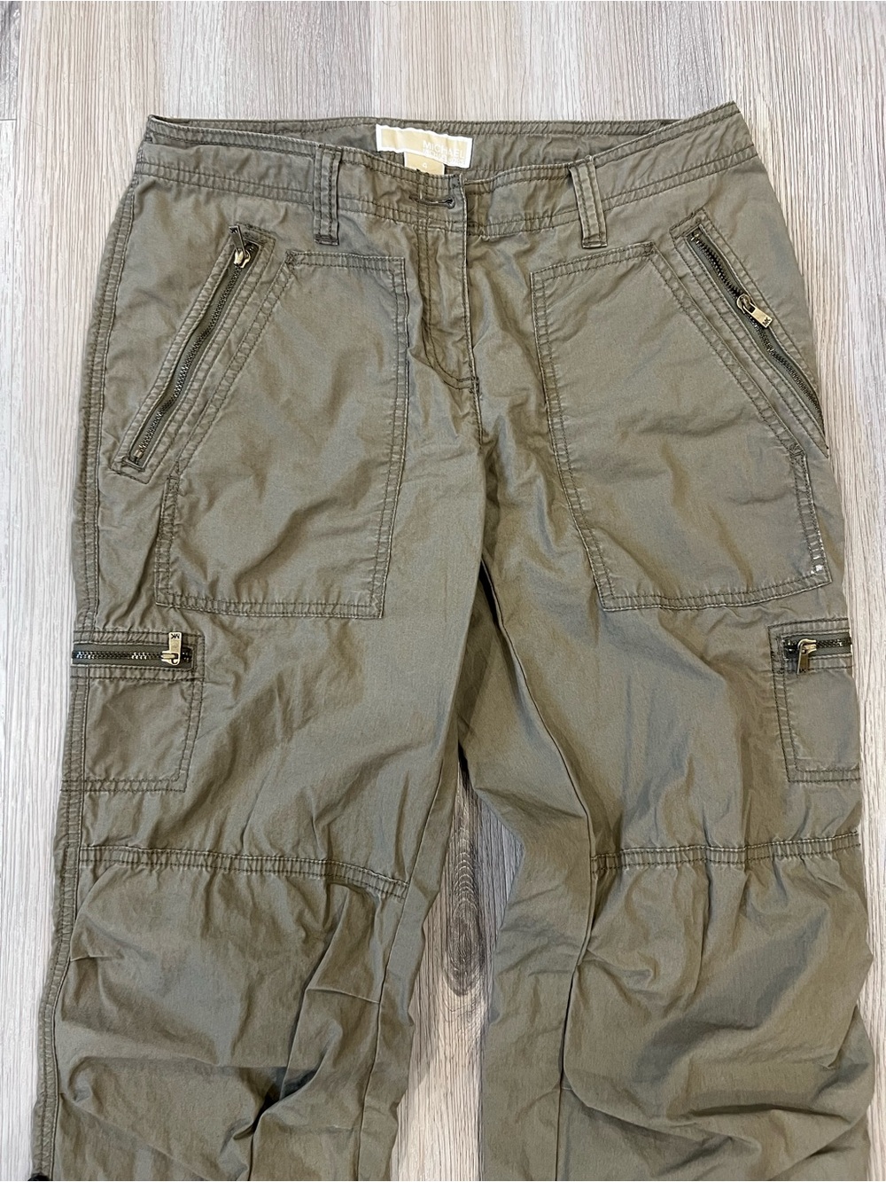 Michael Kors Olive Cargo Trousers with Zip Pockets - Picture 3 of 13